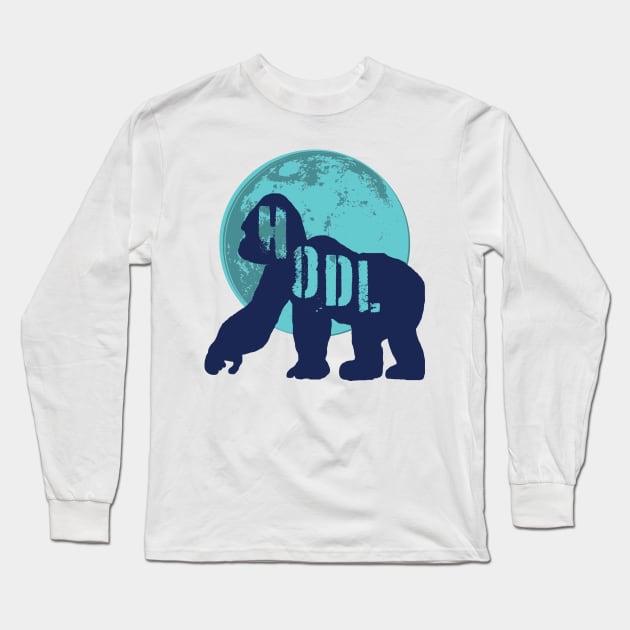 Ape Nation HODLE Moon Long Sleeve T-Shirt by pelagio